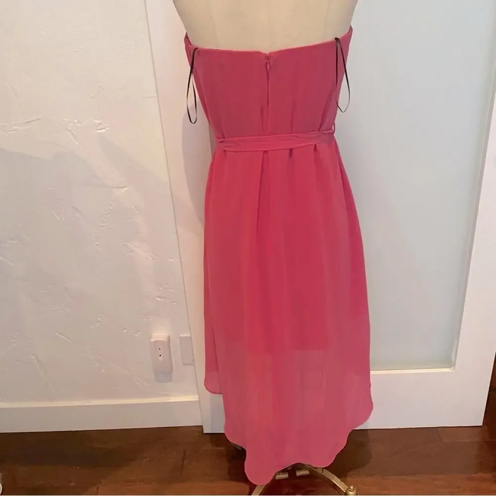 Lavender brown Barbie pink strapless high low dress M - Picture 2 of 7